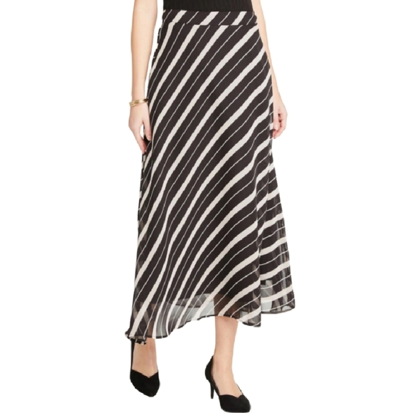 Ann Taylor Dresses & Skirts - Ann Taylor Midi Skirt Navy and White Stripe 6
